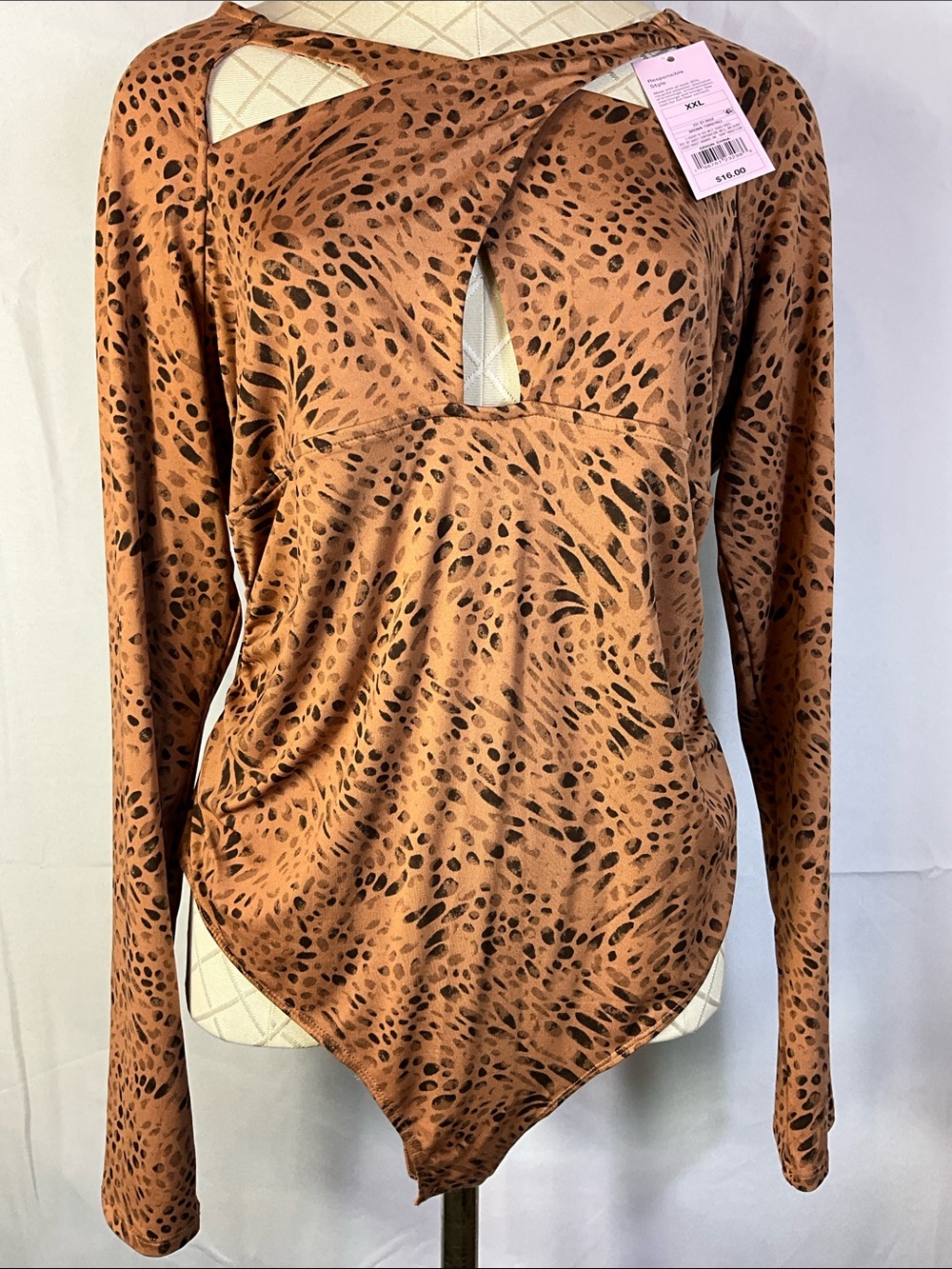 Wild Fable Long Sleeve Bodycon Animal Print Body Suit Size XXL